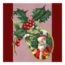 Vintage Santa Christmas Invitations