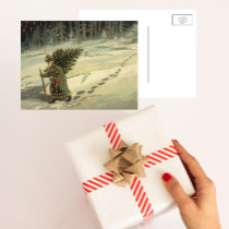 Vintage Santa Claus Carrying a Christmas Tree