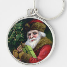 Vintage Santa Claus Christmas Keychain Key Chain