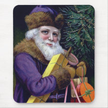 Vintage Santa Claus Christmas Mousepad - Purple