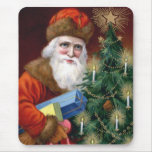 Vintage Santa Claus Christmas Tree Mousepad