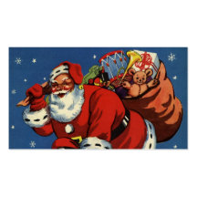 Vintage Santa Claus Delivering Toys, Christmas Eve Business Card Templates