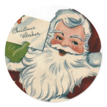 Vintage Santa Claus Face Gifts Round Sticker