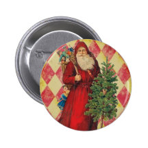 Vintage Santa Claus on Red Diamond Pin