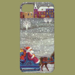 Vintage Santa Claus One Horse Open Sleigh in Snow casemate cases