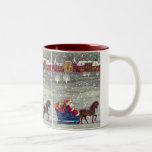 Vintage Santa Claus One Horse Open Sleigh in Snow Mugs