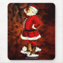 Vintage Santa Claus & Red Fractal Xmas Mousepad 2