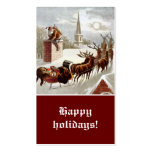 Vintage Santa Claus Reindeer Sleigh gift tag business cards