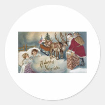 Vintage Santa Claus Round Stickers
