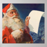 Vintage Santa Claus with his Naughty or Nice List Posters