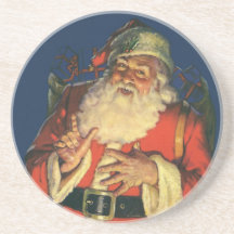 Vintage Santa Claus with Toys on Christmas Eve Beverage Coasters