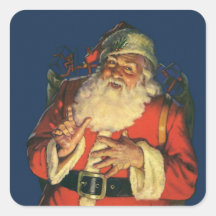 Vintage Santa Claus with Toys on Christmas Eve Sticker