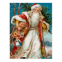 Vintage Santa Claus with toys postcard