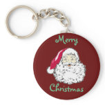 Vintage Santa Clause Christmas Decal Keychain