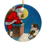 Vintage Santa Clause on Chimney Christmas Ornament