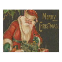 Vintage Santa going down Chimney 2 Post Cards
