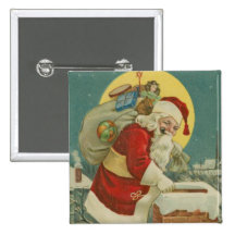 Vintage Santa going down Chimney Pins