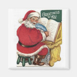 Vintage Santa Making a List Magnet