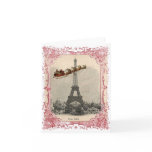 Vintage Santa over Paris Christmas Card