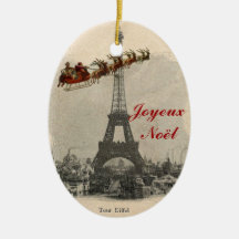Vintage Santa over Paris Christmas Ornament