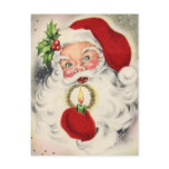 Vintage Santa w/candle Postcard