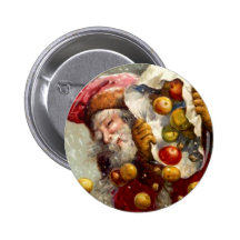Vintage Santa w/ Sack of Apples Apple Antique Pinback Button