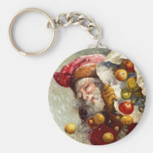 Vintage Santa w/ Sack of Apples Apple Antique Key Chains