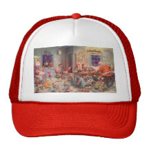 Vintage Santa's Workshop North Pole Elves and Toys Trucker Hat