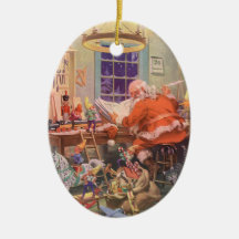Vintage Santa's Workshop North Pole Elves and Toys Christmas Tree Ornaments