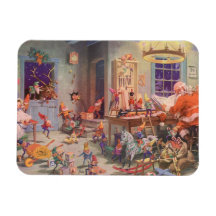 Vintage Santa's Workshop North Pole Elves and Toys Flexible Magnet