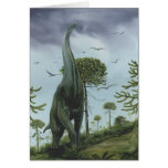 Vintage Sauroposeidon Dinosaur with Birds Flying Card