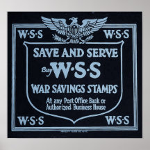Vintage Save and Serve War Savings Stamps WWI Poster