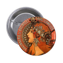 Vintage Savonnerie de Bagnolet by Alfons Mucha Pinback Button