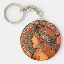 Vintage Savonnerie de Bagnolet by Alfons Mucha Key Chain