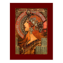Vintage Savonnerie de Bagnolet by Alfons Mucha Postcards