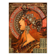 Vintage Savonnerie de Bagnolet by Alfons Mucha Postcards