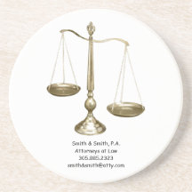 Vintage Scales of Justice Drink Coaster