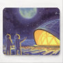 Vintage Science Fiction Aliens Blue Planet Moon Mouse Pads