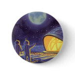 Vintage Science Fiction Aliens on a Blue Planet buttons