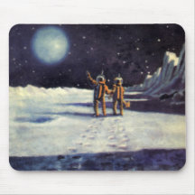 Vintage Science Fiction Aliens on the Moon Mousepads