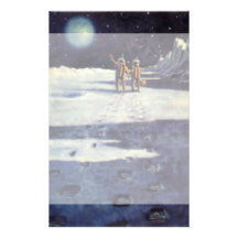 Vintage Science Fiction Aliens on the Moon Stationery Design
