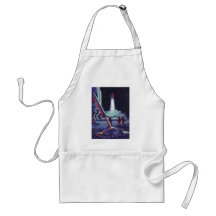 Vintage Science Fiction Aliens Wave to Rocket Apron