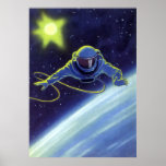 Vintage Science Fiction Astronaut on a Spacewalk posters