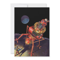 Vintage Science Fiction Astronaut with Alien Robot Invitation