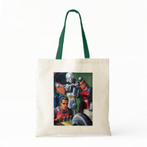 Vintage Science Fiction Astronauts with a Robot Tote Bags