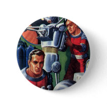 Vintage Science Fiction Astronauts with a Robot Pinback Buttons