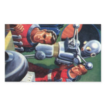 Vintage Science Fiction Astronauts with a Robot Rectangle Stickers