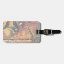 Vintage Science Fiction Futuristic City Flying Car Tags For Bags