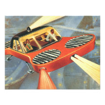 Vintage Science Fiction Futuristic Flying Car Custom Invite