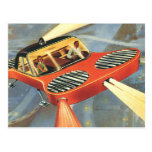Vintage Science Fiction Futuristic Flying Car Post Cards